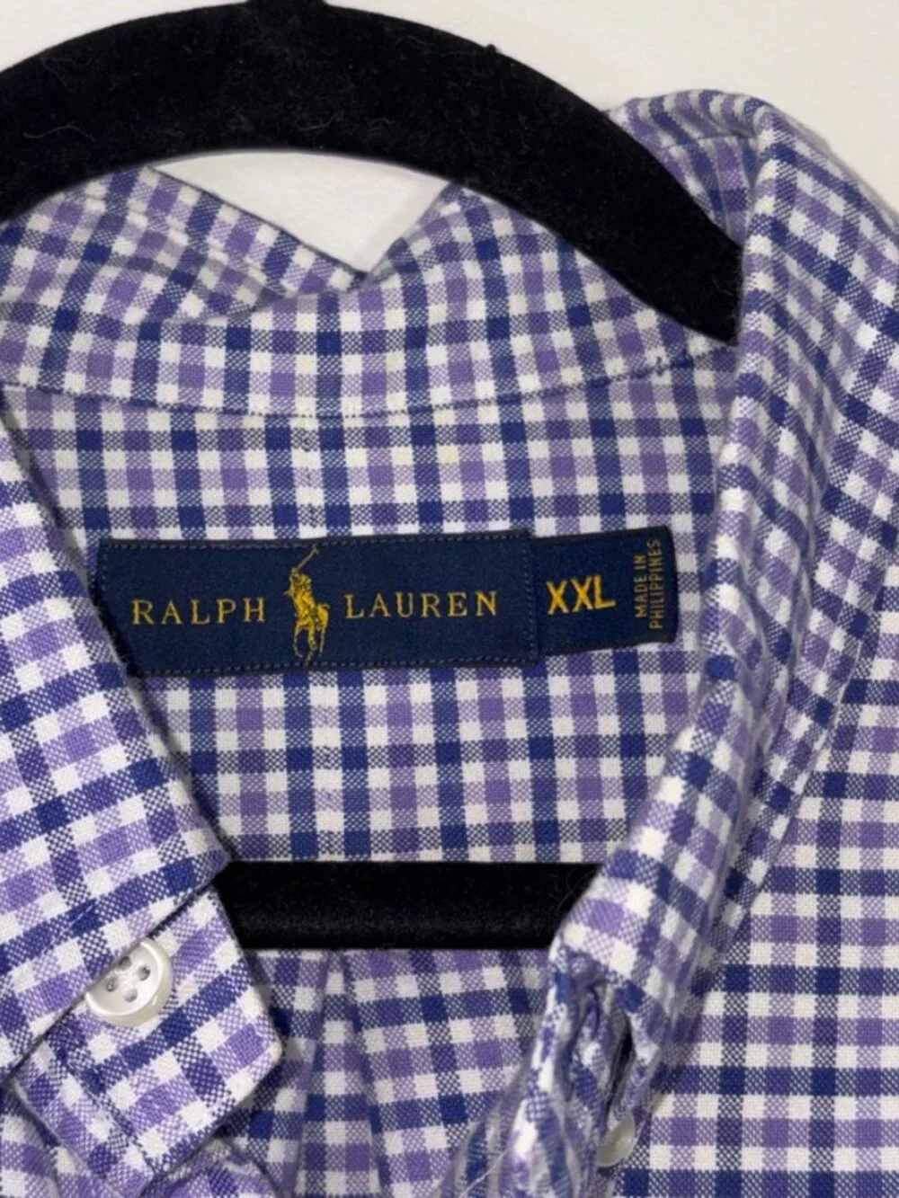 Men's Polo Ralph Lauren Navy Purple Gingham Plaid Long Sleeve Button Down XXL